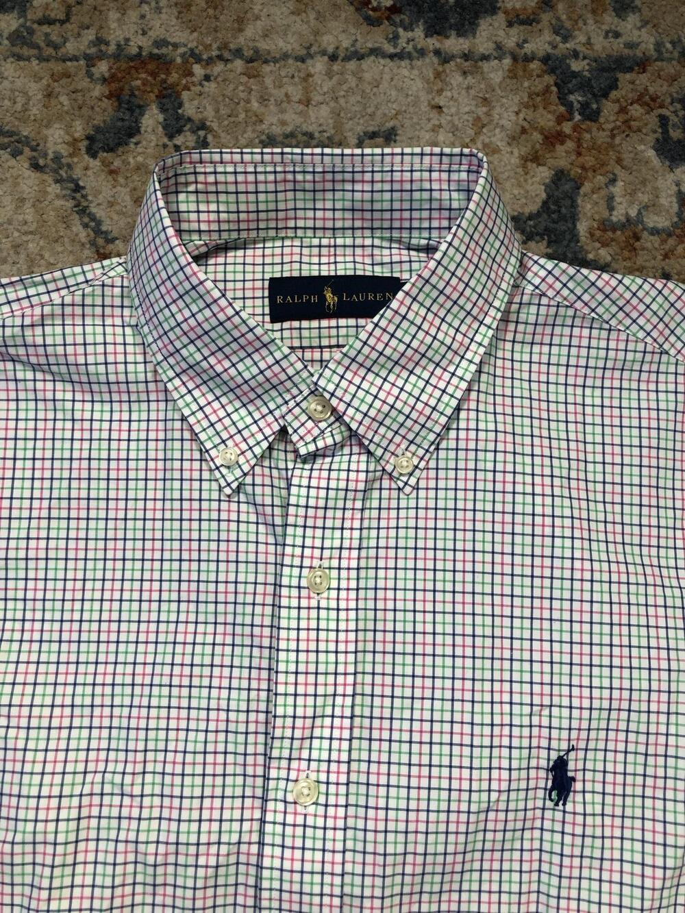 Ralph Lauren Shirt Mens Large Multicolor Check Long Sleeve Button Down Pony Logo